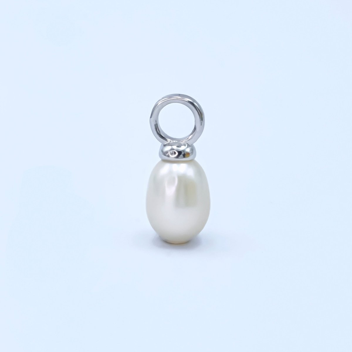 Dainty 6mm White pearl oval drop pendant for Minimalist Jewelry Making Supply | P-1943