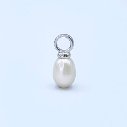 Dainty 6mm White pearl oval drop pendant for Minimalist Jewelry Making Supply | P-1943