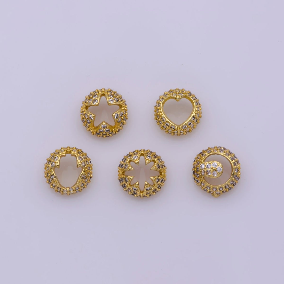 Dainty Bead Hollow Spacer Design Heart Hamsa Hand Moon Star for Bracelet ComponentY-383 Y-389 Y-407 Y-416Y-417