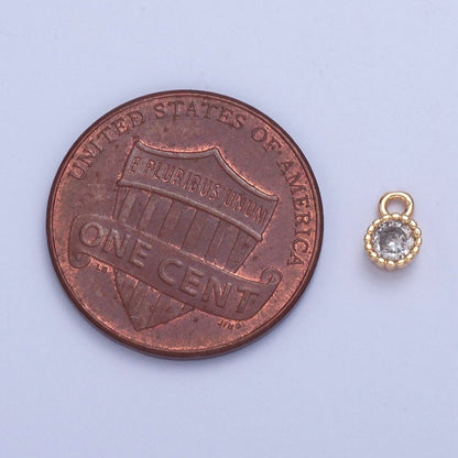 Dainty Beaded Round Clear Cubic Zirconia CZ Charm For Jewelry Making X-022