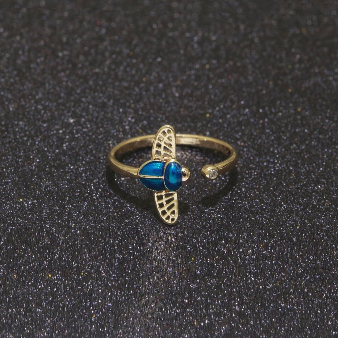 Dainty Bee Ring 18K Gold Filled Ring Open Adjustable Ring Animal Insect Cz Simple Stacking Jewelry O-438