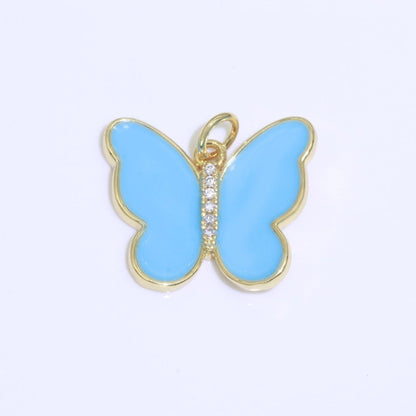 Dainty Butterfly Charm, Mini Gold Filled Monarch Charm for Necklace, Bracelet, Earring Charm Micro Pave Mariposa Jewelry Making M-460