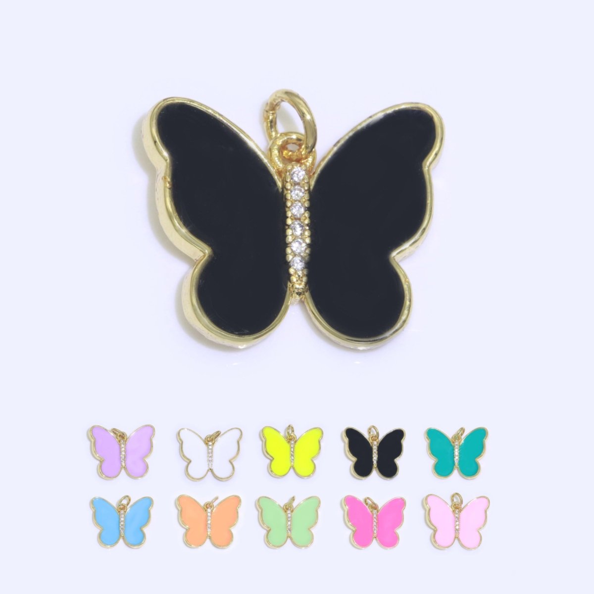 Dainty Butterfly Charm, Mini Gold Filled Monarch Charm for Necklace, Bracelet, Earring Charm Micro Pave Mariposa Jewelry Making M-460