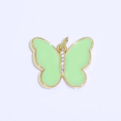 Dainty Butterfly Charm, Mini Gold Filled Monarch Charm for Necklace, Bracelet, Earring Charm Micro Pave Mariposa Jewelry Making M-460