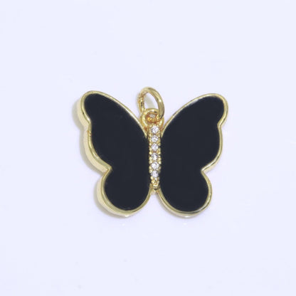 Dainty Butterfly Charm, Mini Gold Filled Monarch Charm for Necklace, Bracelet, Earring Charm Micro Pave Mariposa Jewelry Making M-460