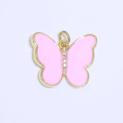Dainty Butterfly Charm, Mini Gold Filled Monarch Charm for Necklace, Bracelet, Earring Charm Micro Pave Mariposa Jewelry Making M-460