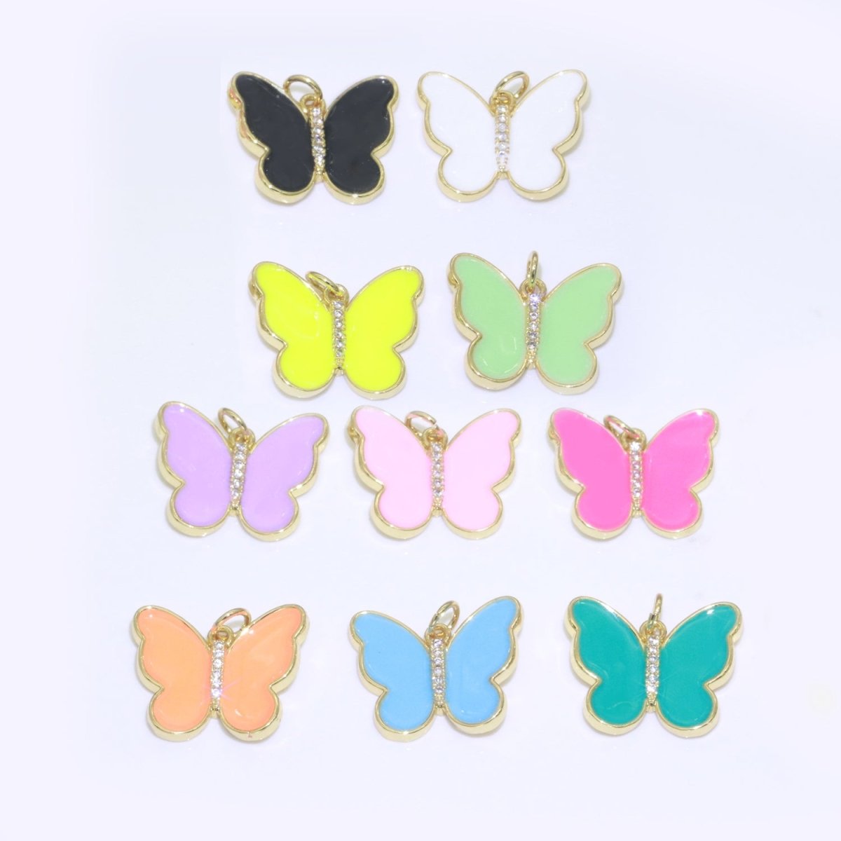 Dainty Butterfly Charm, Mini Gold Filled Monarch Charm for Necklace, Bracelet, Earring Charm Micro Pave Mariposa Jewelry Making M-460