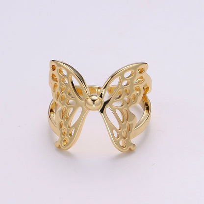 Dainty Butterfly Ring, Adjustable Gold Ring, Simple Mariposa Ring, Animal Lover Ring for Minimalist jewelry Everyday Wear R500