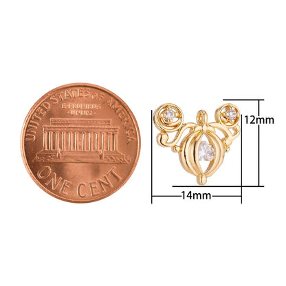 Dainty Chandelier Lamp Frame Charm CZ Crystal Mini Luxurious Gold Filled Charm Pendant C14