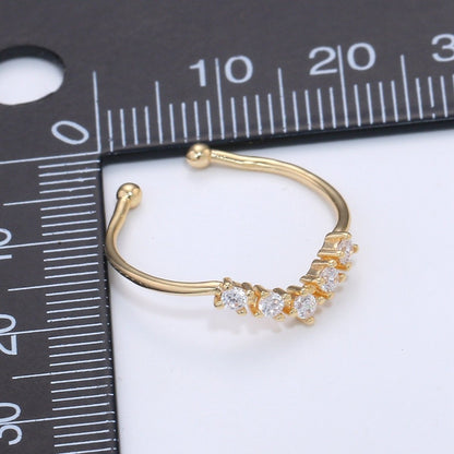 OS Dainty Chevron Ring, Gold Minimalist Ring, Stacking Ring, Simple Micro Pave Ring, Cubic Zirconia Gold Open Ring, Thin Ring, Gift for Her | R-079