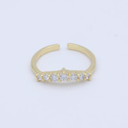 Dainty Clear Cz Stone Stackable Open Adjustable Ring in 18k Gold Filled Minimalist jewelry O-488