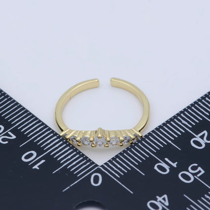 Dainty Clear Cz Stone Stackable Open Adjustable Ring in 18k Gold Filled Minimalist jewelry O-488