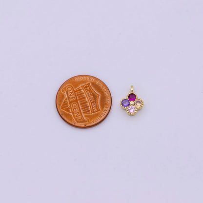 Dainty Clover Charm Multi Color Cubic Charm for Bracelet Earring Necklace Component 11x9mm in Gold / Silver, C-767