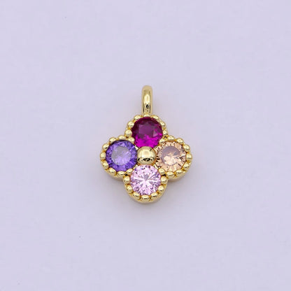 Dainty Clover Charm Multi Color Cubic Charm for Bracelet Earring Necklace Component 11x9mm in Gold / Silver, C-767