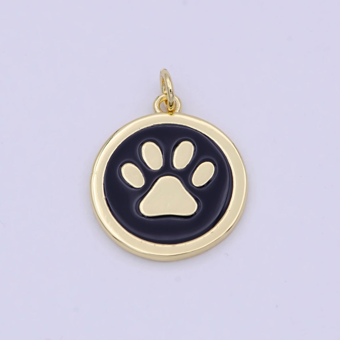 Dainty Coin Charm with Paw Print Animal Dog Puppy Charm for Pet Jewelry Collar Supply W-157