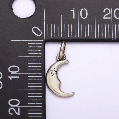 Dainty Crescent Moon Charm in 925 Sterling Silver Pendant Celestial Jewelry SL-332