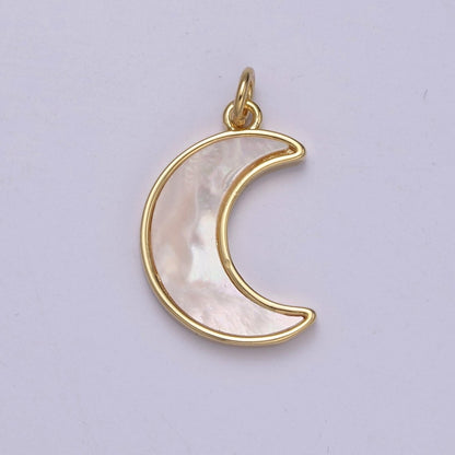 Dainty Crescent Moon Pendant Shell Pearl Moon Charm 14k Gold Filled Jewelry Supplies E-336