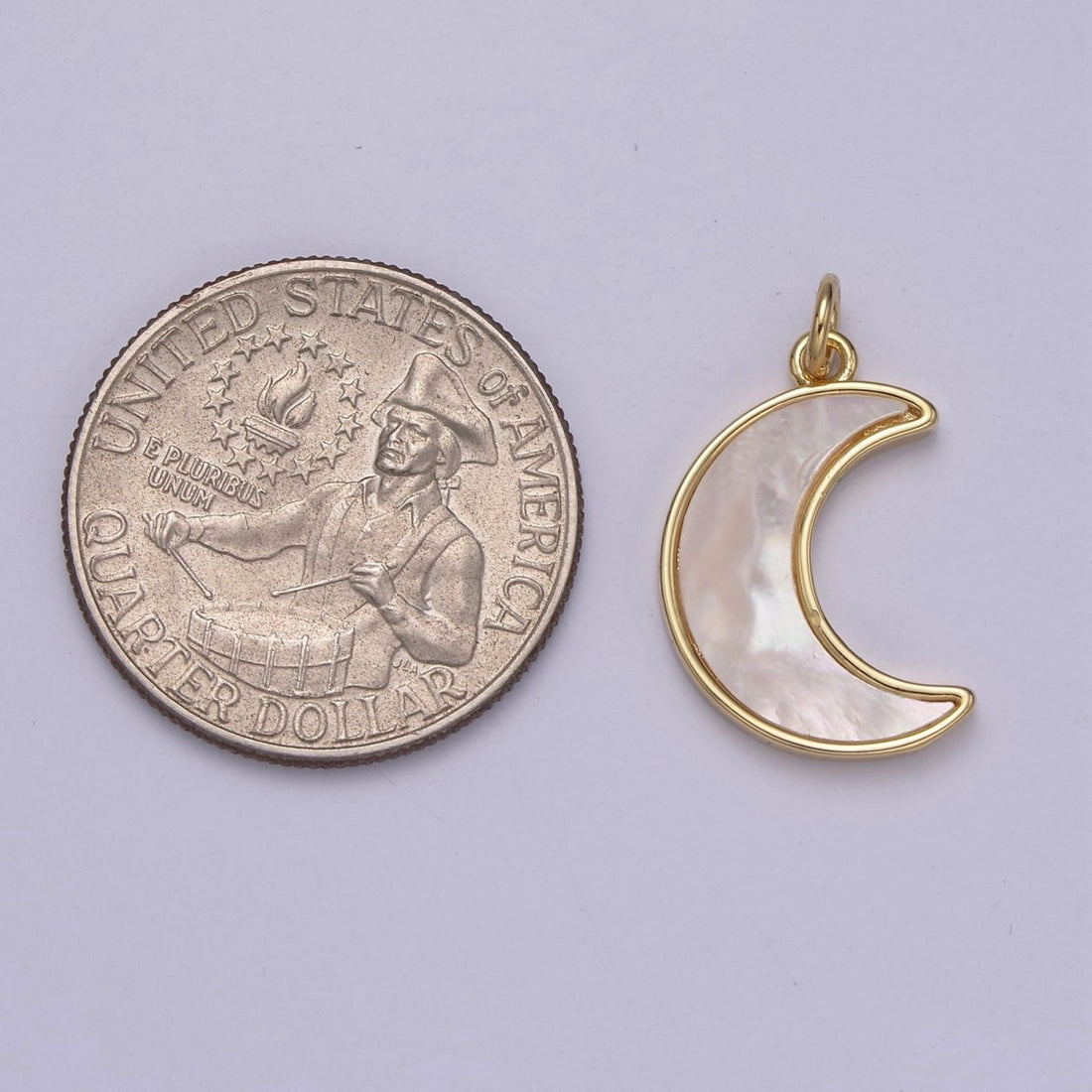 Dainty Crescent Moon Pendant Shell Pearl Moon Charm 14k Gold Filled Jewelry Supplies E-336