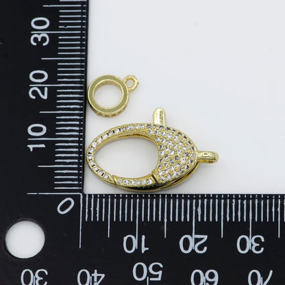 Dainty Crystal Gold Filled Oval Lobster Clasp with Jump Ring  L-315