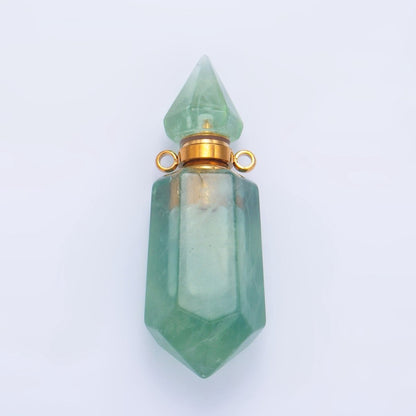 Dainty Crystal Vial Perfume Bottle Charm Onyx Amethyst Aventurine Gemstone Essential Oil Bottle Pendant