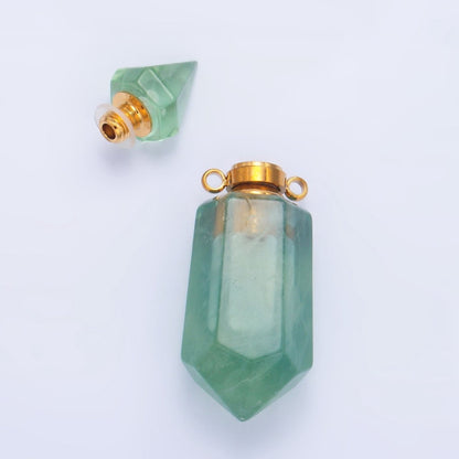 Dainty Crystal Vial Perfume Bottle Charm Onyx Amethyst Aventurine Gemstone Essential Oil Bottle Pendant