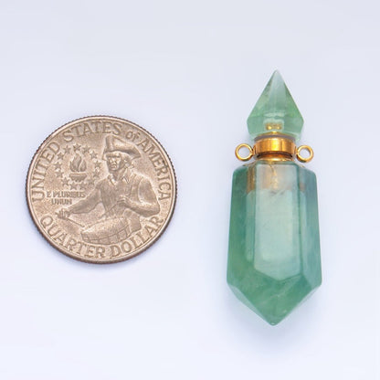 Dainty Crystal Vial Perfume Bottle Charm Onyx Amethyst Aventurine Gemstone Essential Oil Bottle Pendant