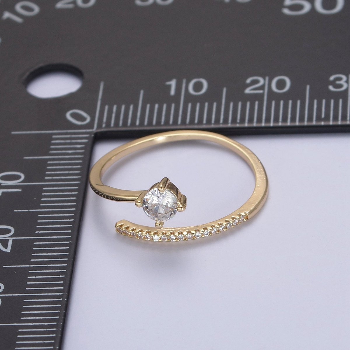 Dainty Crystal Zirconia CZ Stone Open Ring, Minimalist 16K Gold Filled Promise Ring, Adjustable Open Stacking Ring For Valentine Anniversary | U-422