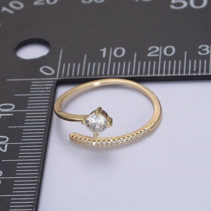 Dainty Crystal Zirconia CZ Stone Open Ring, Minimalist 16K Gold Filled Promise Ring, Adjustable Open Stacking Ring For Valentine Anniversary | U-422