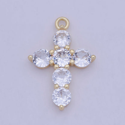 Dainty Cubic Cross Pendant, 14K Gold Filled Charm E-776