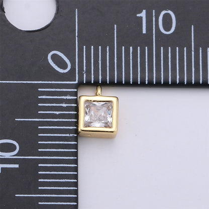 14K Gold Filled Clear CZ Square Cube Charm | C677