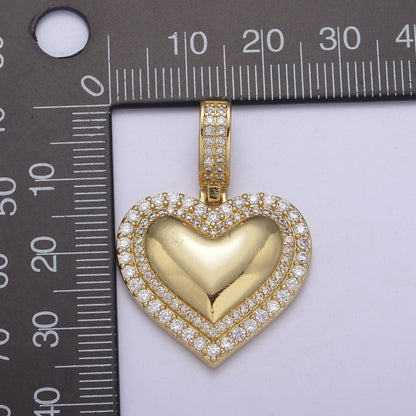 Dainty Cubic Zirconia Gold Filled Heart Charm Pendant H-328