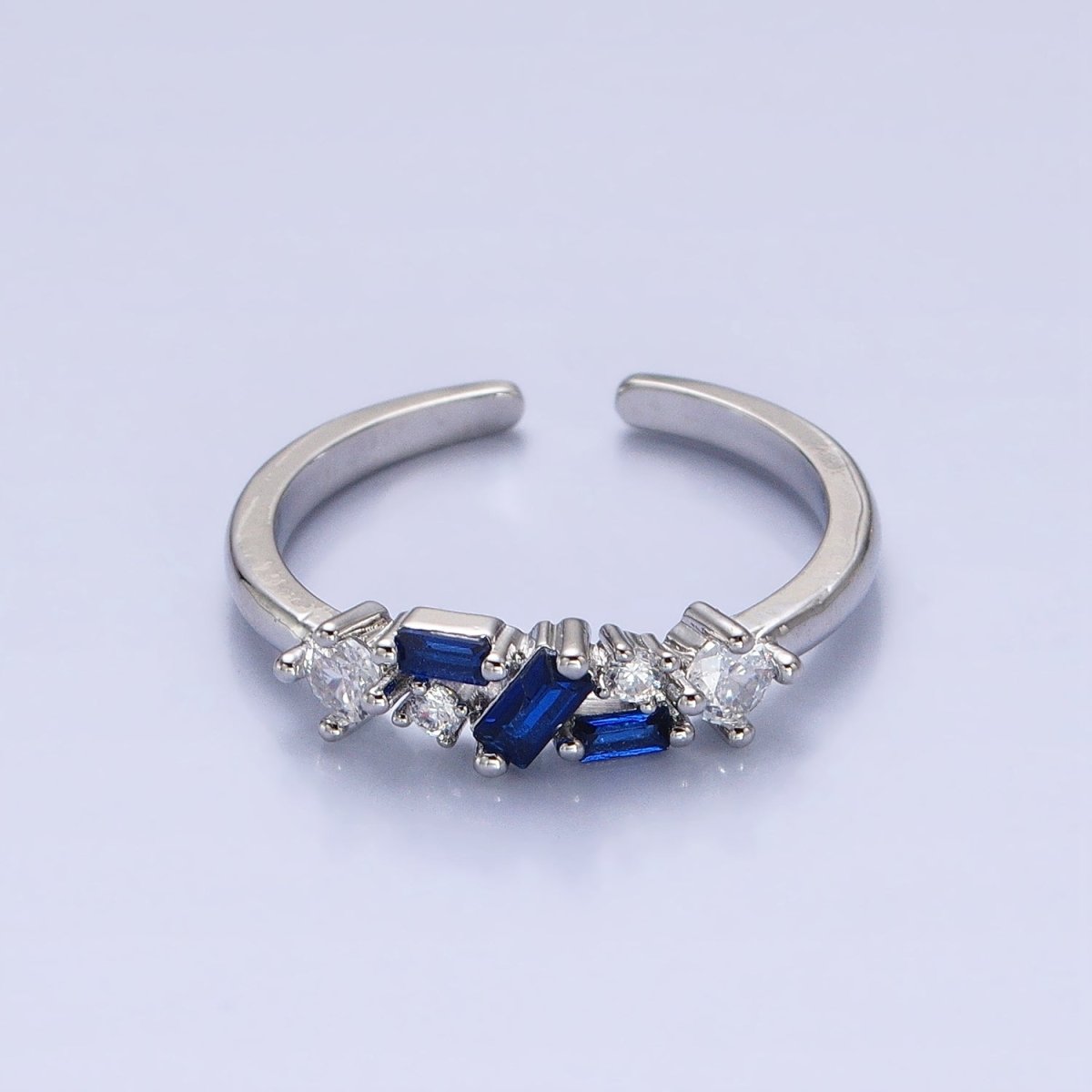 Dainty CZ Baguette Cluster Ring Daily Minimalist Jewelry Open Adjustable Ring O-1942~O-1949