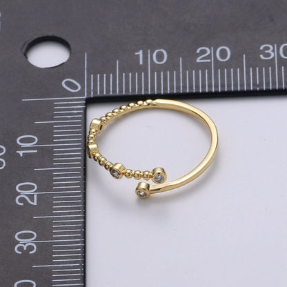 Dainty Cz Circle Bubble Chain Ring Round Open Cuff Ring Open Adjustable Gold Ring R-132