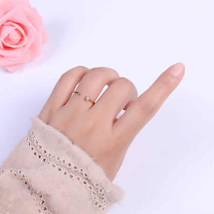Dainty Cz Circle End Ring Round Cuff Ring Open Adjustable Gold Ring U-160