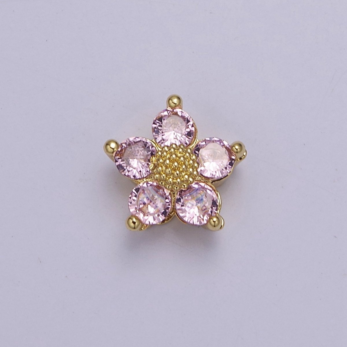 Dainty CZ Flower Spacer Bead, Gold Floral Spacer Beads Pink Clear Purple Green CZ Spacer Beads, Small Daisy Spacers for Bracelet NecklaceB-176 B-177