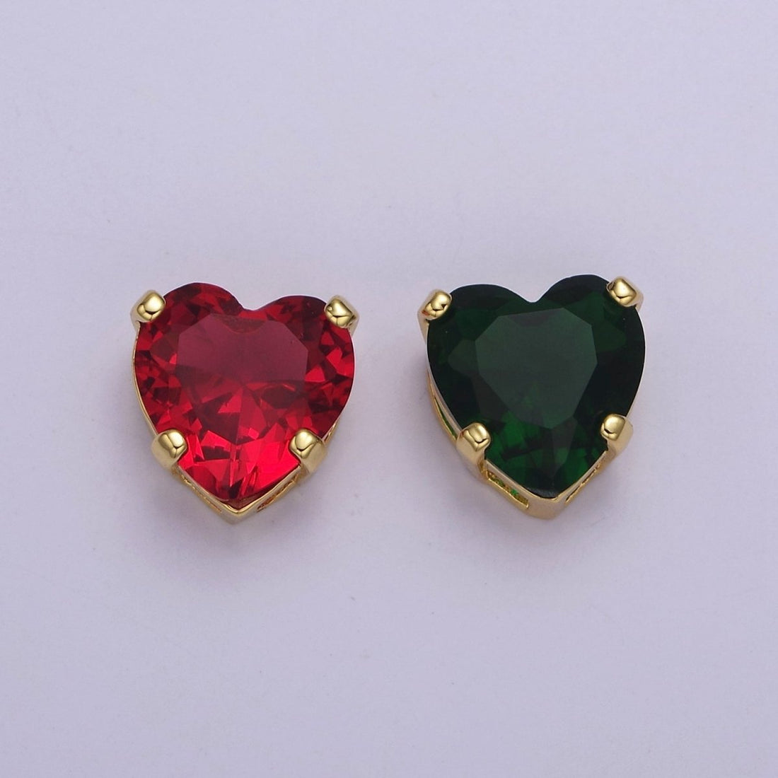 Dainty CZ Heart Spacer Bead, Gold Filled Heart Spacer Beads Pink Greem CZ Spacer Beads, Small Heart Spacers for Bracelet Necklace B-205