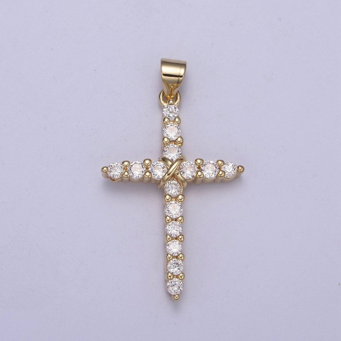 Dainty CZ Micro Pave Cross Pendant 14K Gold Filled Charm Cubic Zirconia Cross for Religious Jewelry Making H-399