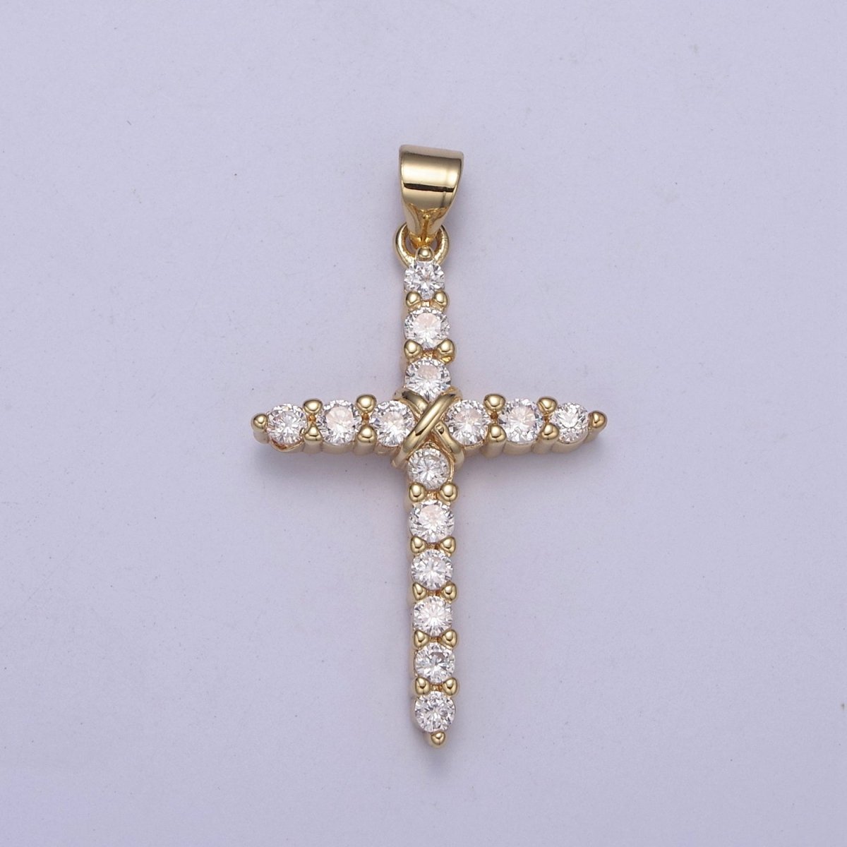 Dainty CZ Micro Pave Cross Pendant 14K Gold Filled Charm Cubic Zirconia Cross for Religious Jewelry Making H-399