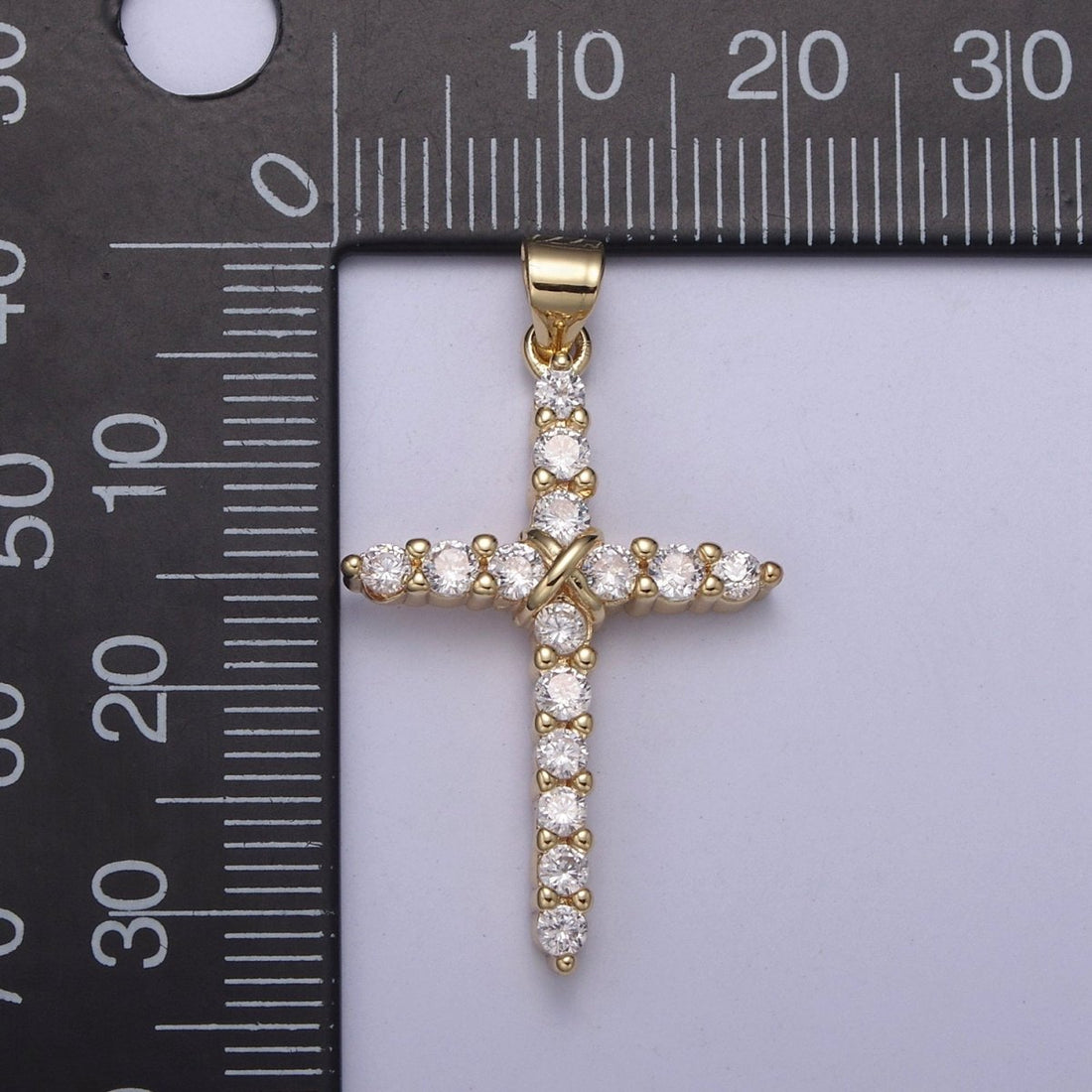 Dainty CZ Micro Pave Cross Pendant 14K Gold Filled Charm Cubic Zirconia Cross for Religious Jewelry Making H-399