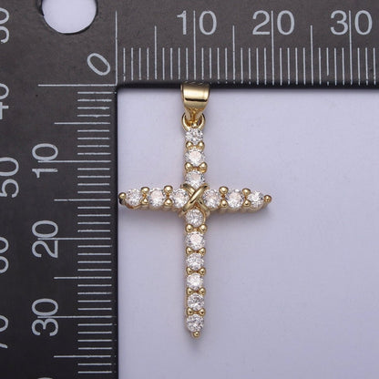 Dainty CZ Micro Pave Cross Pendant 14K Gold Filled Charm Cubic Zirconia Cross for Religious Jewelry Making H-399