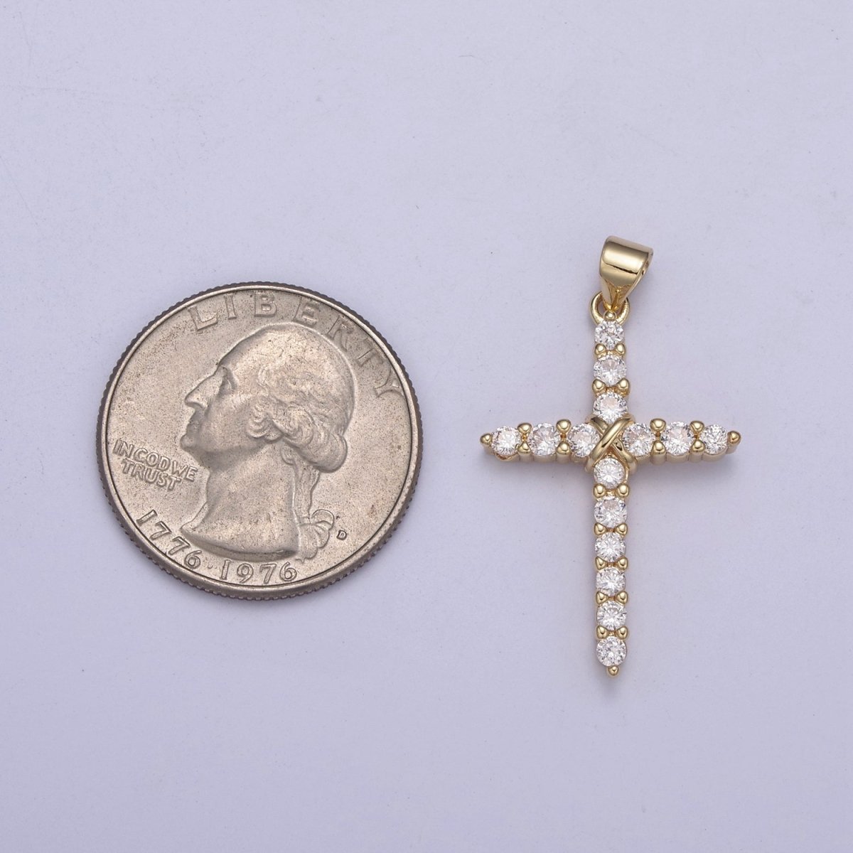 Dainty CZ Micro Pave Cross Pendant 14K Gold Filled Charm Cubic Zirconia Cross for Religious Jewelry Making H-399