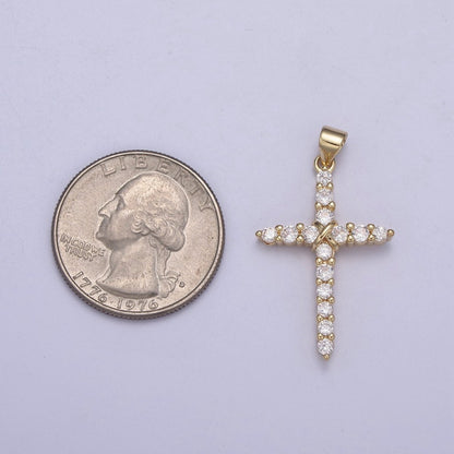 Dainty CZ Micro Pave Cross Pendant 14K Gold Filled Charm Cubic Zirconia Cross for Religious Jewelry Making H-399
