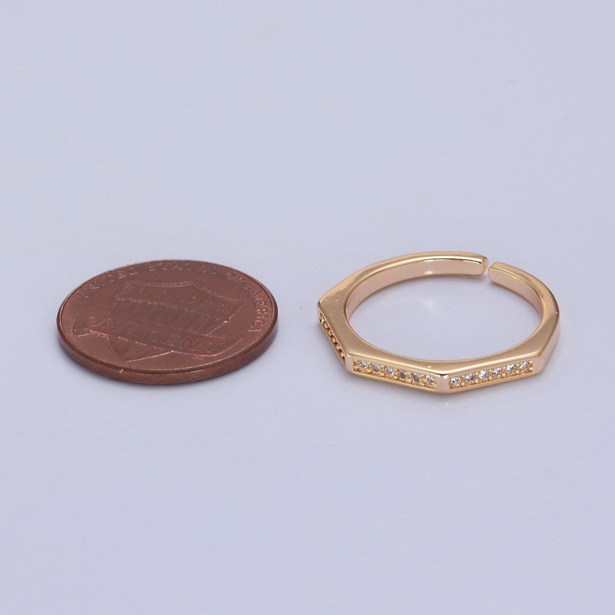 Dainty Cz Octagon Ring, Geometric Ring Dainty Gold Filled Ring, Stacking Ring O-2148