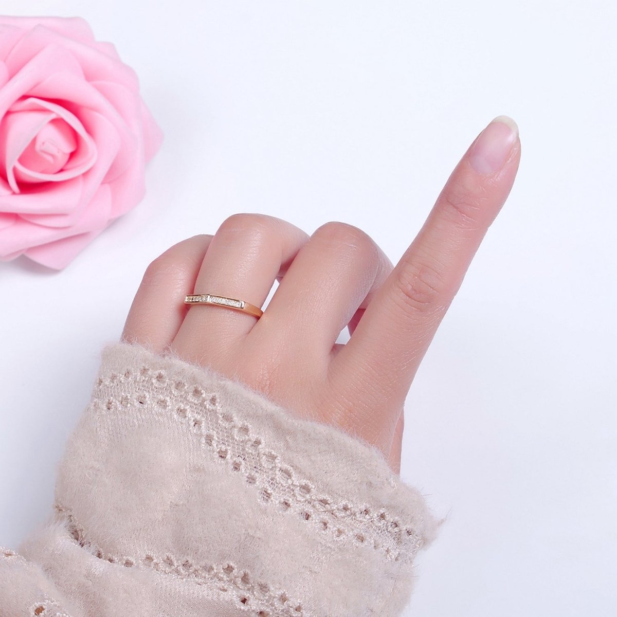 Dainty Cz Octagon Ring, Geometric Ring Dainty Gold Filled Ring, Stacking Ring O-2148