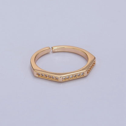 Dainty Cz Octagon Ring, Geometric Ring Dainty Gold Filled Ring, Stacking Ring O-2148