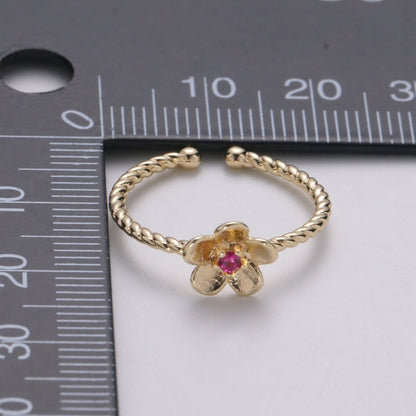 Dainty Daisy ring, Gold Mini Floral Ring, Dainty Stackable Rings, Open Adjustable Ring Crystal Daisy Flower Twisted Ring Minimalist Jewelry R-116