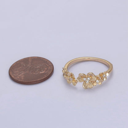 Dainty Daisy Ring in Gold Filled Silver Open Adjustable Flower Ring U-495 U-496