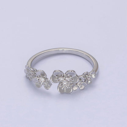 Dainty Daisy Ring in Gold Filled Silver Open Adjustable Flower Ring U-495 U-496