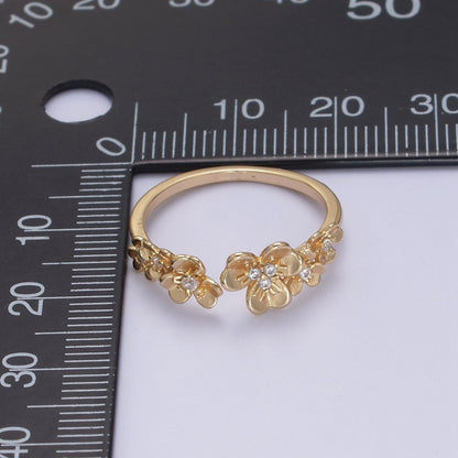 Dainty Daisy Ring in Gold Filled Silver Open Adjustable Flower Ring U-495 U-496