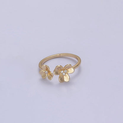Dainty Daisy Ring in Gold / Silver Open Adjustable Flower Ring U-493 U-494
